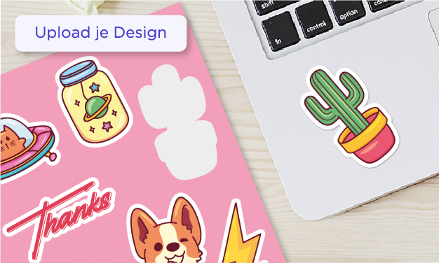 Stickervel liggend met Laptop op tafel