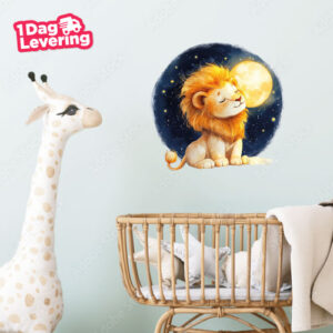 Muursticker Leeuw Met Maan Thumbnail