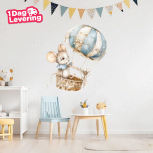 Muursticker Muis In Luchtballon Thumbnail