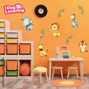 Muursticker Set Safari Dieren Bladeren Thumbnail