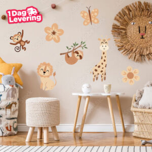 Muursticker Set Verschillende Dieren Beige