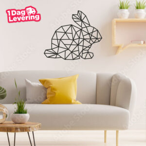 Muursticker Konijn Geometrisch Zwart