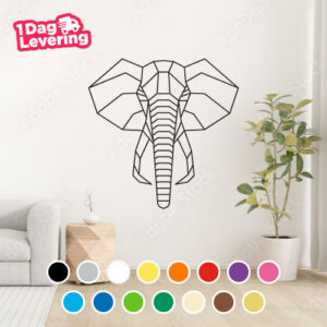 Muursticker Olifant Voorkant Geometrisch Thumbnail