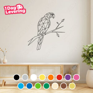 Muursticker Papegaai Op Tak Geometrisch Thumbnail